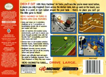 Micro Machines 64 Turbo (USA) box cover back